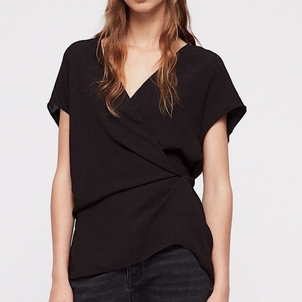 AllSaints mia black wrap blouse